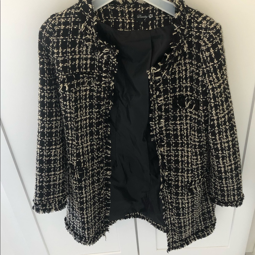 Tweed above knee jacket